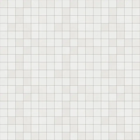 Seamless white square tile 100×100 texture in stack bond, 98 × 98 mm tiles with 2 mm light grey grout, shown as a 3×3 repeat
