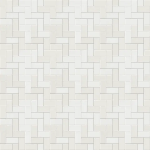 Seamless white subway tile, herringbone texture in herringbone, 148 × 73 mm tiles with 2 mm off-white grout, shown as a 3×3 repeat