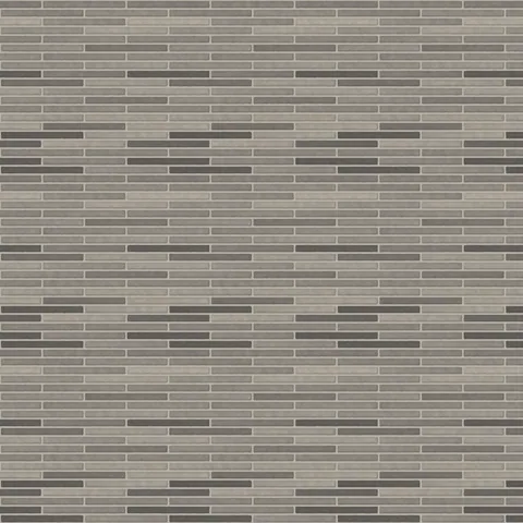 Seamless long-format grey brick texture in running bond, 490 × 40 mm bricks with 12 mm light grey mortar, shown over a 3.12 m square