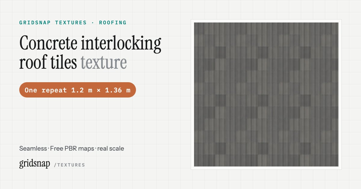 Tiling Normal Texture Concrete interlocking roof tiles texture — seamless, free PBR at real ...