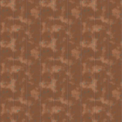 Seamless aged copper standing seam texture, satin finish, one repeat 1.5 m × 1.5 m, shown as a 3×3 repeat