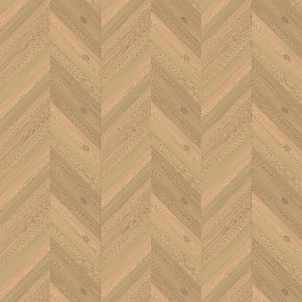 Seamless oak chevron parquet texture in chevron, 90 mm wide flat-sawn boards 600 mm long, one repeat 848.5 × 763.7 mm, shown over a 2.546 m square