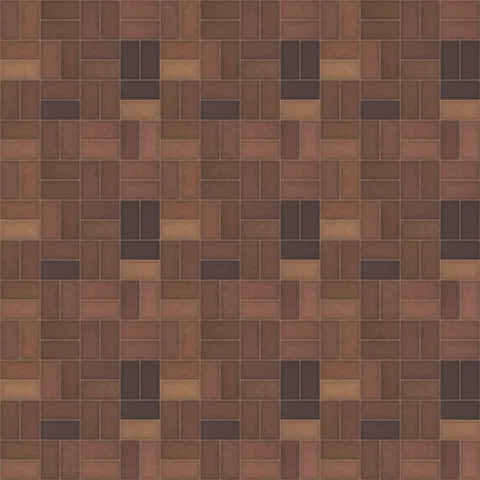 Seamless clay brick pavers, basketweave texture in basketweave, 198 × 98 mm bricks with 2 mm sand mortar, shown as a 3×3 repeat
