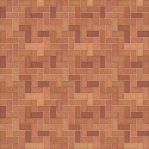 Seamless terracotta herringbone tiles texture in herringbone, 245 × 120 mm tiles with 5 mm sand grout, shown as a 3×3 repeat